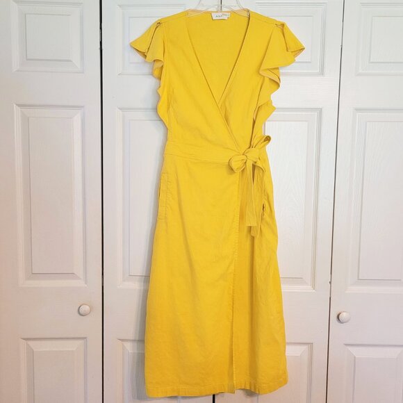 A.L.C. Walker Linen Blend Flutter Sleeve Wrap Dress - Picture 9 of 14